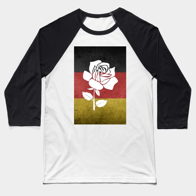 white Rose Resistance Baseball T-Shirt by Skull-blades